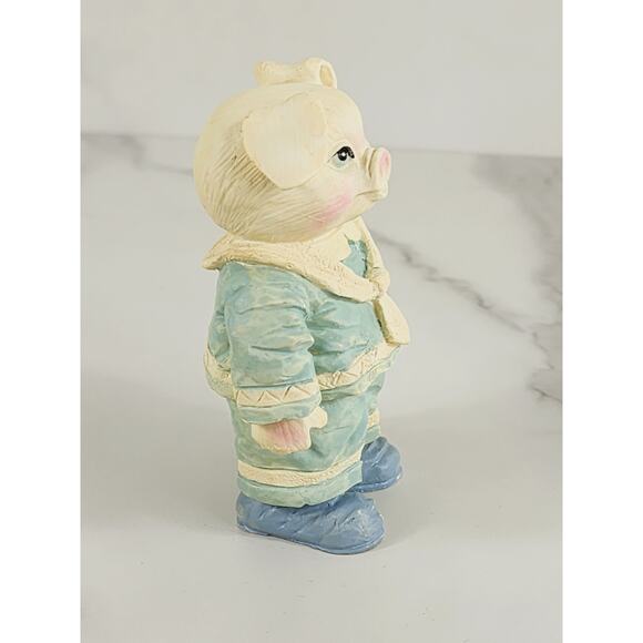Piglet Pig Lover Piggy Uniform Suit Figurine Light Blue 4" Year 90s Home Decor - Picture 7 of 13